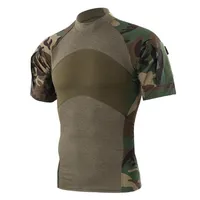 Men Summer Outdoor Hiking Camping T-Shirts Tactical Army Green Sport Tees Short Sleeve Camouflage T-shirts 299q