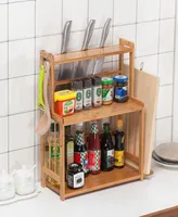 Multifunction Spice Rack Wooden Natural Bamboo Storage Organization For Home Kitchen Woman Beautiful Life Housekeeping Tools