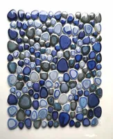 Navy Bleu Bleu Bleu Porcelaine Backselash PPMTS04 Céramic Pebble Mosaic Bathroom Wall Flooring Piscine Piscine Tile