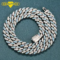 Chokers Iceoutbox 8 mm micro pave glacé CZ Cuban Link Colliers Chains Prong Miami Bling Femmes hommes Fashion Jewlery Blue Rose Crystal 221119