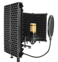 Mikrofonekondensatormikrofon -Pop -Filter -Isolierungschild mit Stand Studio Mikrofon Falten Sie Schallschutzschild akustischer Schaumscheibe
