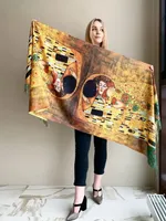 Écharrés Gustav Klimt S Peinture à l'huile Cashmere Scarf Femmes Spring Der Kuss Print Pashmina Châle Ladies Automn Wrap Designer Cape Cape 211119
