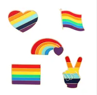 Cartoon Jewelry Brooches Love Heart Shape Rainbow alloy paint brooch Metal badge pin
