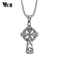 Vnox Celtic Cross Pendant Men Collier Staines de haute qualité en acier cool bijoux punk 24 chaîne2076