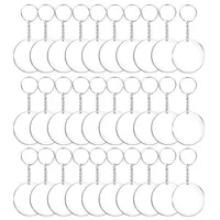Keychains 48 72 96pcs Dischi di cerchio trasparente acrilico set catene chiari chiari rotondi spazi keychain per trasparente fai -da -te310Z