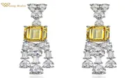 Stud Wong Rain 100 925 Sterling Silver Emerald Cut Citrine High Carbon Diamonds Gemstone Drop Dangle Earrings Fine Jewelry Wholesa7374070