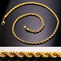 Золотые цепочки мода из нержавеющей стали хип -хоп ювелирные изделия веревочная цепь Мужское ожерелье270F199F