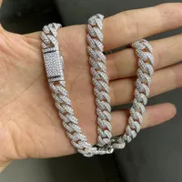 Meisidian 24 Zoll S925 Silber vereisere VVS Moissanit Diamond Cuban Link Chain Halskette für Männer Ketten209l