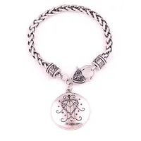 Silver Color Ezili Freda Vodou Veve Pendant Loa Lwa Haitian Abundance Love Spirit Amulet Charm Wheat Chain Bracelet301Z