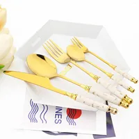 Set di stoviglie drmfiy 4/5pcs posate in oro bianco set in acciaio inossidabile in acciaio western tavolo da tavolo da coltello a pentola cucina cucina posate da cucina