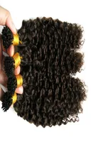 Mongolian Kinky Curly Hair I Tip Hair Extension 200Gstrands Afro Kinky Curly Prebonded Human Hair Extensions 2 Darkest Brown9087531