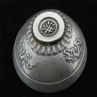 Collectible Decorated Old Handwork Tibet Silver gesneden paar Dragon Bowl2554