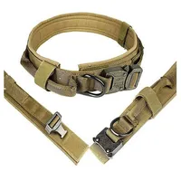Tactical Dog Collars Nylon Adjustable K9 Military Dogs Collar Heavy Duty Metal Buckle with Handle Ranger Green-M258N