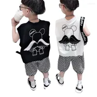 Set di abbigliamento 2-9y bimbo di gilet da bambino 2022 bambini vestiti estivi canotta canotta cortometraggi a pezzi pantaloni a due pezzi alare