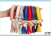 Bangle Bracelets Jewelry Fashion Pu Leather Bracelet Keychain Tassel Pendant Sports Wallet Keyring For Women Jewelry Key Chains Ch9591627