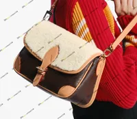 M46317 Women Designer Conder Facs New Diane Lamb Wool Handbag Jacquard Strap Cross Body Bag Flower Flower Canva