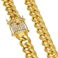316L Chain in acciaio inossidabile 18K Gold Gold Cascing Class Diamond Furb Link Cuban Collena Catane Gioielli 24 30 14mm231C