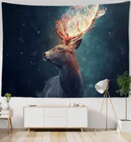 Tapestries Luminous Elk Tapestry Wall Hanging Mysterious Bohemian Hippie Travel Camping Mat Room Printing Polyester Home Decor3815361