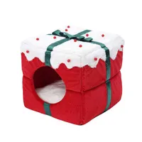 Dog Houses Kennels Accessories Christmas Cat House Kennel Puppy Cushion Small Dogs Cats Nest Winter Warm Sleeping Pet Dog Bed Mat Suppl241S
