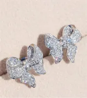 New Arrival Luxury Jewelry 925 Sterling Silver Pave White Sapphire CZ Diamond Gemstones Bow Earring Party Women Wedding Stud Earri1513369