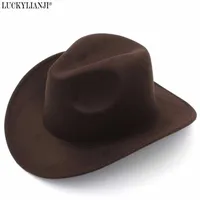 Luckylianji retro kinderen Trilby Wool voelde Fedora Country Boy Cowboy Cowgirl Hat Western Bull Jazz Sun Chapeau Caps For Children Q0805193S