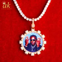 Aokaishen Custom Po Necklace for Men Picture Medallion Pendant Real Gold Plated Hip Hop Jewelry Iced Out 2022 Trend200w