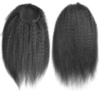 Школь афро Puff Kinky Straight Hasktail Human Hair Bune Chignon Hairpiece for Women Adudo Clip in hair extension 120g Ship8638271
