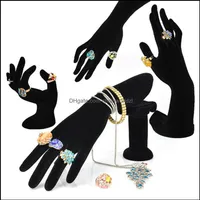 Mannequin Jewelry Packaging Display Ring en forma de anillo Soporte de brazalete Rack Bangle Rings estante Black Veet Drop entrega de caída 2021295E