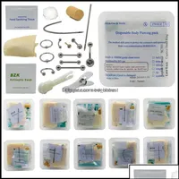 Neusringen Studs Body Sieraden Wegwerp Piercing Kit Medisch steriel pakket voor oornippel Belly Navel Septum Piercer Tool Hine Drop Del280V