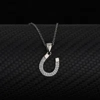 S925 Sterling Silver U -Shaped Horseshoe Necklace Women's -Selling Simple Fashion Jewelry Zircon Pendant CLAVICLE CHACHE206V