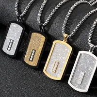 Gold Black Card Pendant Necklace For Men With 66CM Long Chain Cool Stainless Steel Mens Jewellery Accessories Logo Name Engrave2482