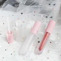 Storage Bottles 5ml Pink Lip Gloss Tube Empty Bottle Cap Frosted Clear Lipstick Cosmetic Packing Container Round