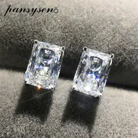 PANSYSEN 2ct Created Moissanite Diamond 925 Sterling Silver Stud Earrings Women Wedding Engagement Earring Jewelry Girl Gift280Y