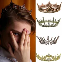 Barokke parel King Queen Diadema Crown Tiaras kopstuk Rhinestone Prom Bridal Wedding Hair Accessoires Sieraden Coroa de Noiva D1901110268o