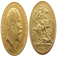 المملكة المتحدة نادرة 1903 عملة بريطانية الملك إدوارد السابع 1 Sovereign Matt 24-K Gold Copy Coins 3421