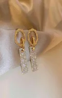 925 Silver Needle European And American Super Flash Trendy Metal Texture Diamond Inlaid Geometric Earrings Female6613624