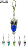JINGLANG New Owl Lobster Clasp Charms Dangle Plastic Crystal Animals Pendants DIY Charms For Jewelry Making Accessories2117075