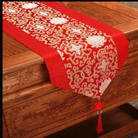Chinese knot Patchwork Cheap Damask Table Runners Dining Table Mat Classic Flower Silk Table Cloth Runner Chinese Tablecloths for Weddi259A