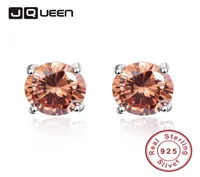 Ladies Fashion Accessories Ear Piercing 925 Sterling Silver Earrings Stud Round Small 10x10mm Set for Women with Morganite Stone 22728847
