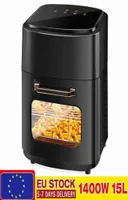 15L 1400W Electric Air Fryer Oven Toaster Rotisserie Dehydrator LED Pekskärm Kyckling Stekmaskin 6 i 1 bänkskiva ugn T220