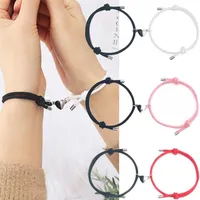 Charm armband hj￤rtmagnet par f￶r ￤lskare magnetiska armband kvinnor m￤n fl￤tat rep handledskedja minimalistisk smycken g￥vacharm298t