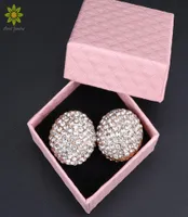 Stud Crystal Earrings For Women Gold Color Bride Wedding Jewelry Accessories With Gift Boxes 221109