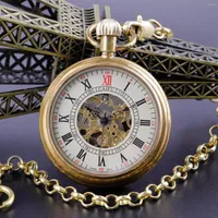 Pocket Uhren Luxus Gold Mechanik f￼r M￤nner Frauen Hand Wind Casual Fashion Steampunk Kette
