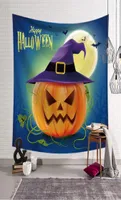 Halloween Tapestry Night Tapestry Wall Hanging Haunted Woods with Grave and Pumpkins Wall Blanket for Bedroom Living Room Dorm Dec8355504