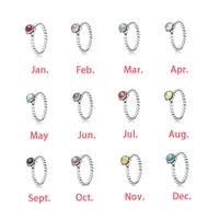New Original S925 Pandora Ring Twelve Month Birthstone Beaded With Crystal for Women Jewelry Birthday Gift Hongrui61218u