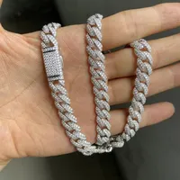Meisidian 24 Zoll S925 Silber vereisere VVS Moissanit Diamond Cuban Link Kette Halskette für Männer Ketten221l