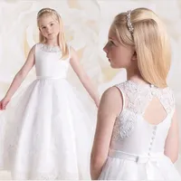 Girl Dresses Flower Dress First Communion Floor Length Princess Elegant White Ivory Party Birthday