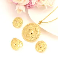 22 K Solid Gold Filled Star Polka Dot Jewelry Set Habesha Eritrean Women Wedding Fashion Ringörhängen Pendant292J