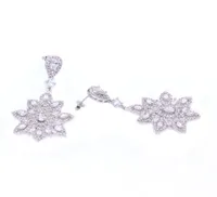 Fashion Luxurious Flower Drop Long Earrings For Women Bridal Zircons Rhinestones Stud Earrings Accessories Jewelry4949178