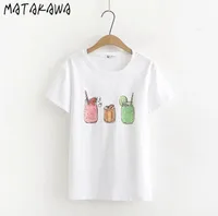 MATAKAWA Japanese Style Printed Woman Tshirts Round Neck Cotton T Shirts for Women Summer Shortsleeved Tshirt Top Women 2105136891996